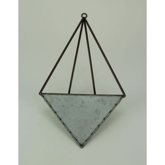 Galvanized Metal Diamond Shaped Angular Hanging Planters Set of 2 - Picture 3 of 3